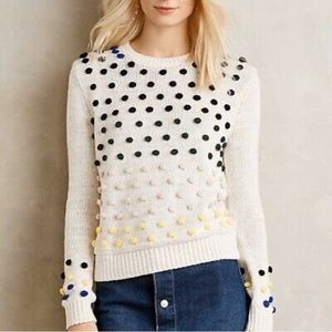 Anthropologie Moth Candy Dot Pom Pom Sweater